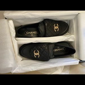 *SOLD*CHANEL Lambskin Quilted Black Loafer NEW